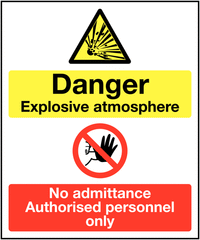 Multi Message Site Safety Signs - Danger explosive atmosphere/No admittance SSW00724