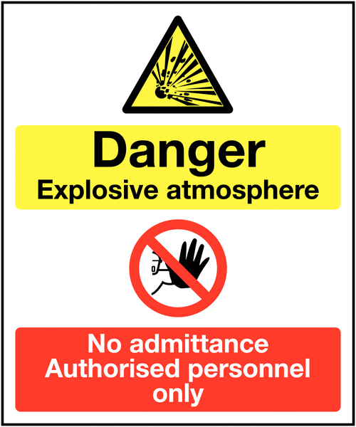 Multi Message Site Safety Signs - Danger explosive atmosphere/No admittance SSW00724