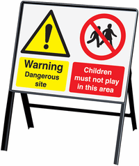 Dangerous Site Children Must Not Play Stanchion Sign SSW00886