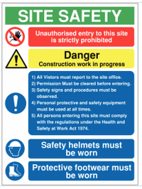 Multi-Message Construction Site Sign with Visitor Information SSW0097
