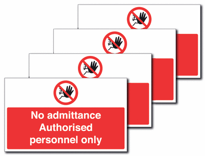 4-Pack no admittance authorized personnel only- Pedestrians Must Use This Route SSW00686