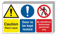 6 pack  Caution Plant Room/Door Kept Locked Multi-Message Signs SSW0756