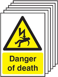Danger of death warning signs (6 pack) SSW0693
