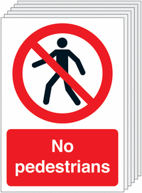 No Pedestrians  Signs 6 pack SSW00696