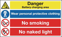 Battery/PPE/No Smoking Multi-Message Signs SSW0552
