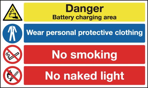 Battery/PPE/No Smoking Multi-Message Signs SSW0552
