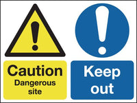 Caution Dangerous Site & Keep Out Dual Signs SSW00864