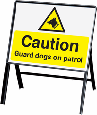 Caution Guard Dogs On Patrol Stanchion Sign SSW00820