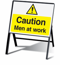 Caution Men At Work Stanchion Sign SSW00857