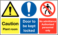 Caution Plant Room/Door Kept Locked Multi-Message Signs SSW0755
