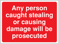 Construction Signs - Any Person Caught Stealing... SSW000819
