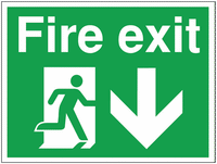 Construction Signs - Fire Exit Arrow Down SW00826