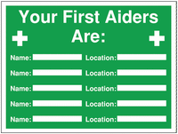 Construction Signs - Your First Aiders Are SW00841