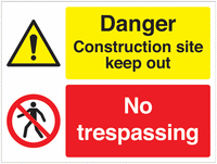 Danger Construction Site No Trespassing SignsSSW00916
