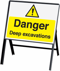 Danger Deep Excavations Stanchion Hazard Signs - Single SSW00888
