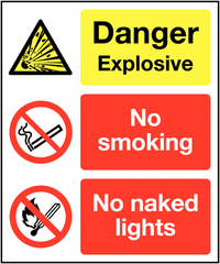 Danger Explosive/No Smoking/No Naked Lights Sign Allowed Sign SSW00589