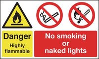Danger Highly Flammable/No Smoking/Naked Lights Signs SSW0551