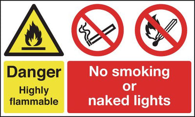 Danger Highly Flammable/No Smoking/Naked Lights Signs SSW0551