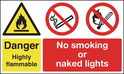 Danger Highly Flammable/No Smoking/Naked Lights Signs SSW0551