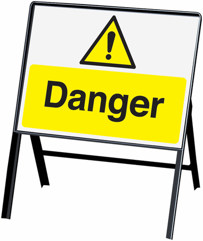 Danger Stanchion PVC Hazard Signs Symbol/Text - Single SSW00870