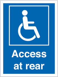 Disabled parking signs -Access at rear sign SSW0727