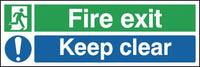 Fire Exit Keep Clear Signs, (with symbols) SSW5011