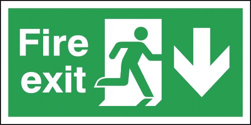 Fire Exit (Arrow Down) Signs SSW0330