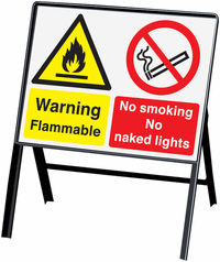 Flammable/No Smoking/No Naked Lights Stanchion Sign SSW00894