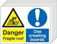 Fragile Roof/Crawling Boards 6-Pack Multi-Message Signs SSW00937
