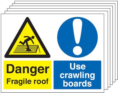 Fragile Roof/Crawling Boards 6-Pack Multi-Message Signs SSW00937