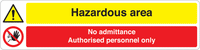 Hazardous Area No Admittance Floor Sign SSW00778