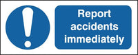 Report Accidents Immediately White/Blue ISO 7010 Signs SSW00944