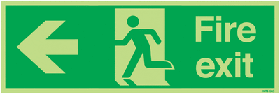 Glow In The Dark Fire Exit Signs (Left-Facing) SSW0501
