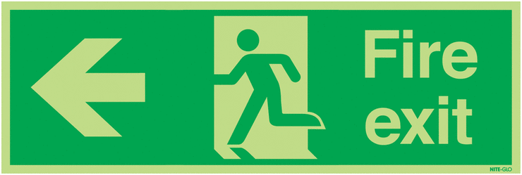 Glow In The Dark Fire Exit Signs (Left-Facing) SSW0501