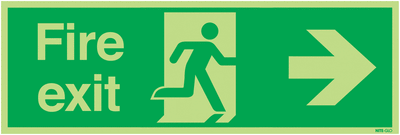 Glow In The Dark Fire Exit Signs (Right-Facing) SSW0500