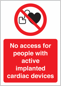 No access for people with active implanted cardiac devices Allowed Sign SSW00578