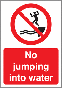 No jumping into water  Allowed Sign SSW00576