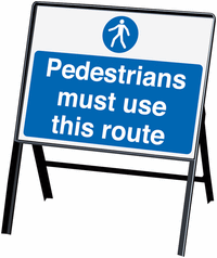 pedestrians must use this route Signs with stanchion SSW00750