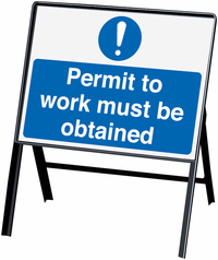 Permit To Work Must Be Obtained Stanchion Sign SSW00941