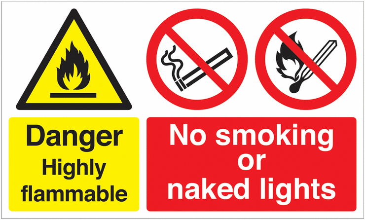 Upgraded Danger Highly Flammable Multi-Message Signs SSW0556