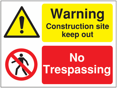 Warning Construction Site/No Trespassing Signs SSW00917