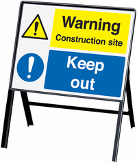 Warning Construction Site Keep Out Stanchion Sign SSW00860