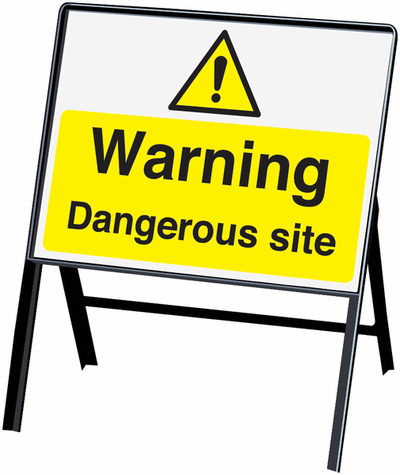 Warning Dangerous Site Stanchion PVC Signs - SingleSSW00893