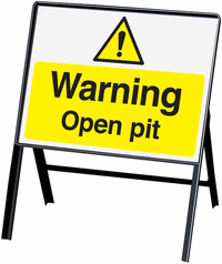 Warning open pit Signs with stanchion SSW00709