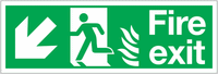Symbol Fire Exit Sign with Left-Down Diagonal Arrow for NHS Buildings SSW0351