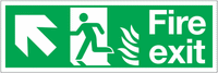 Symbol Fire Exit Sign with Left-up Diagonal Arrow for NHS Buildings SSW0352