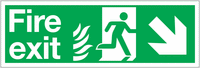 Symbol Fire Exit Sign with Right-Down Diagonal Arrow for NHS Buildings SSW0354