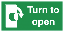 Clockwise 'turn to open' fire exit signs SSW0060