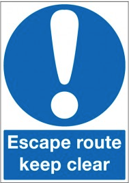 Escape Route Keep Clear Signs SSW0293