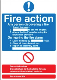 Fire Action Notice Instruction Signs SSW0338